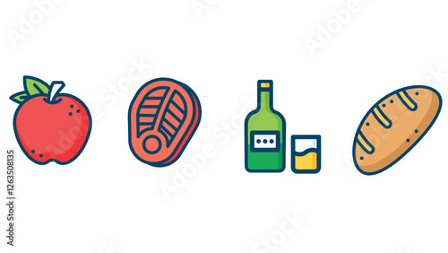 food set icons with healthy and unhealthy items vector illustration