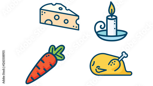 food set icons with healthy and unhealthy items vector illustration