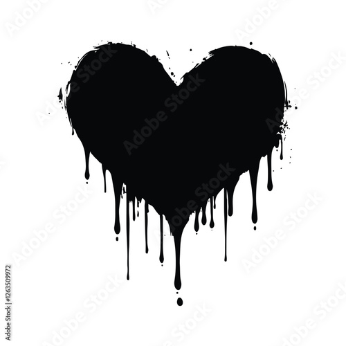 Dripping heart with ink splashes