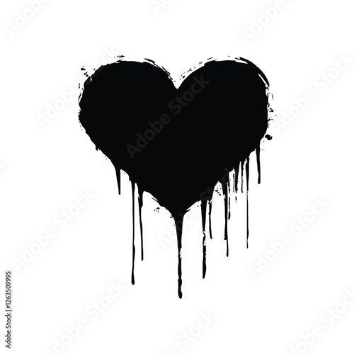 Dripping heart with ink splashes