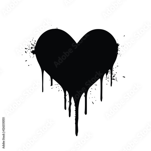 Dripping heart with ink splashes