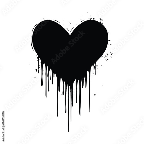Dripping heart with ink splashes