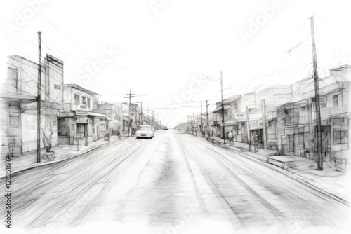 PNG Urban road drawing sketch vehicle.