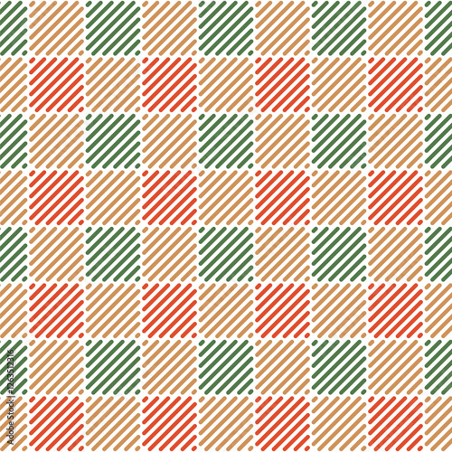 Red Green and Orange Plaid Seamless, Gingham Pattern, Vector Art