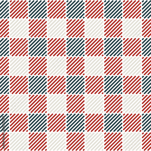 Red White and Blue Plaid Seamless, Gingham Plaid Pattern, Vector Art, Christmas Theme