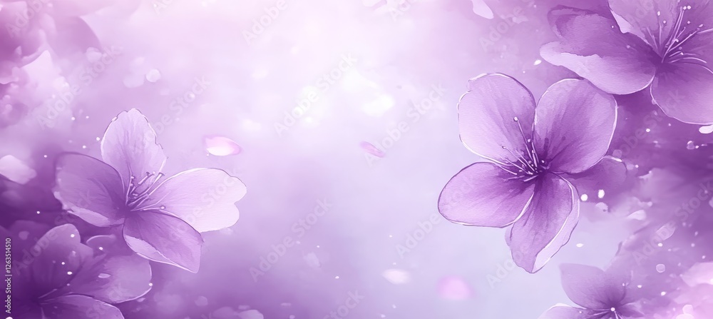 Watercolor Background With Delicate Painted Flowers, Abstract Spring Floral Background,.. Watercolor Background With Delicate Painted Flowers, Abstract Spring Floral Background,..