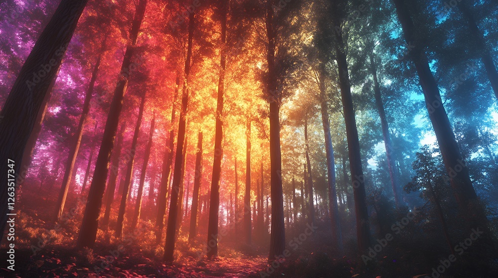 Fototapeta premium Majestic Forest with Vibrant Colors and Mystical Atmosphere
