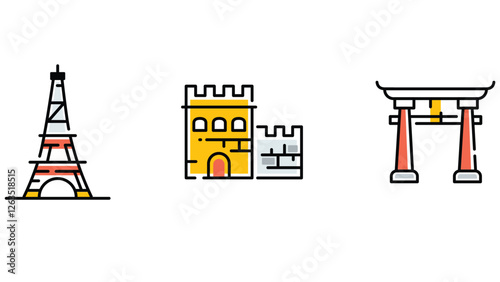 Historical places, ancient and monements around the world vector art