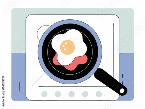 Minimalist illustration of a fried egg