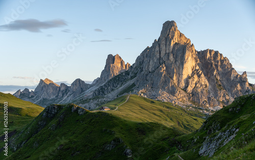 panorama of mountain peaks Dolomites Italy