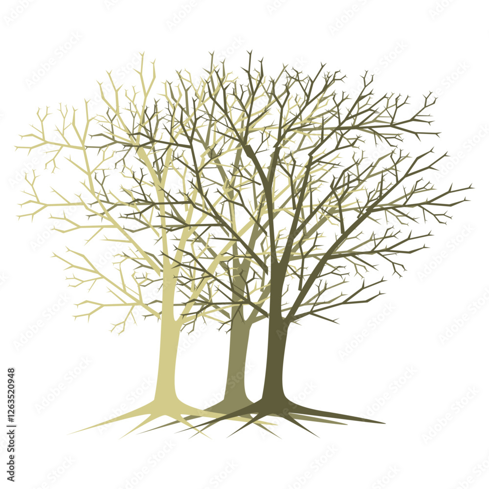 Obraz premium Tree without leaves cartoon vector illustration