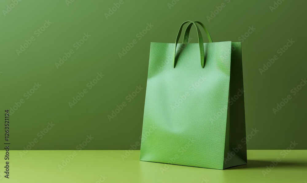 A green packaging bag with a sleek, minimalistic design, perfect for diverse branding applications. A green packaging bag with a sleek, minimalistic design, perfect for diverse branding applications.