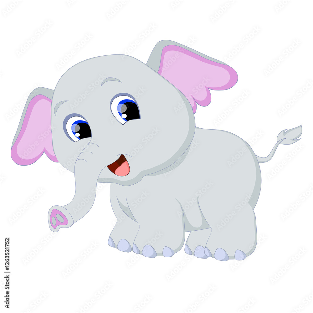 Fototapeta premium Grey Color Elephant Vector Illustration