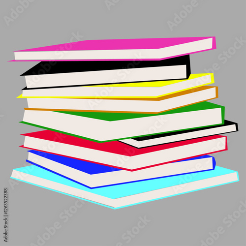Set of colorful books cartoon vector illustration