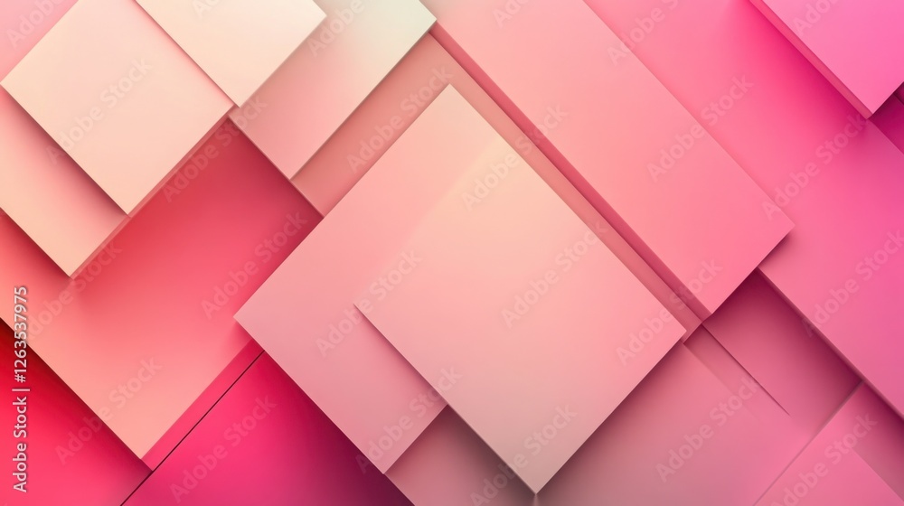 Obraz premium Ultra-minimalist geometric background with subtle 3D extruded squares, smooth lighting, and soft shadows, sleek modern look