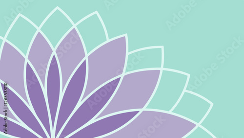 Elegant purple lotus flower design on a soft mint background, exuding tranquility and harmony.