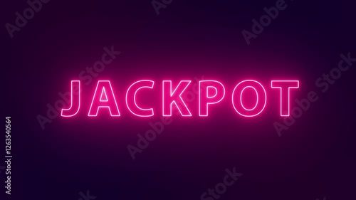 Animated glowing flickering neon inscription jackpot . 2d Animation