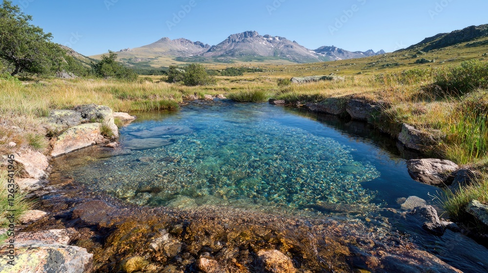 Fototapeta premium Alpine Meadow Creek Pool with Mountains