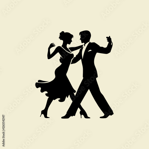 couple of man and woman happy dancing together	
