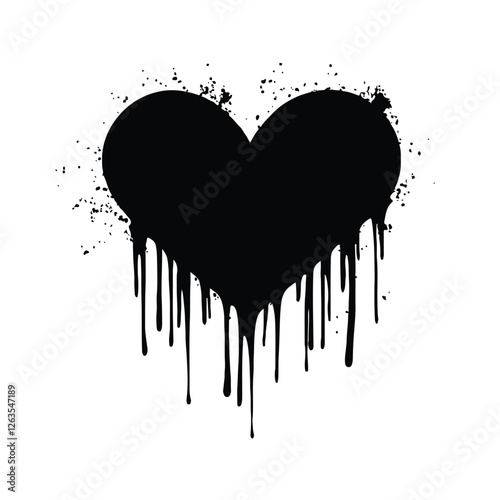 Dripping heart with ink splashes