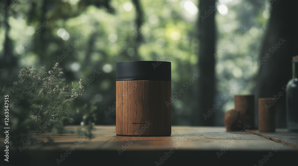 Recycled wood and clay hybrid packaging, cool ambient light, eco-art theme, surrealist product photography Recycled wood and clay hybrid packaging, cool ambient light, eco-art theme, surrealist product photography