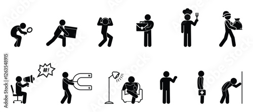 man icon, stick figure people silhouettes	
