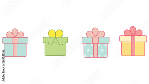 gifting, and gift boxes for valientine's day vector icon set