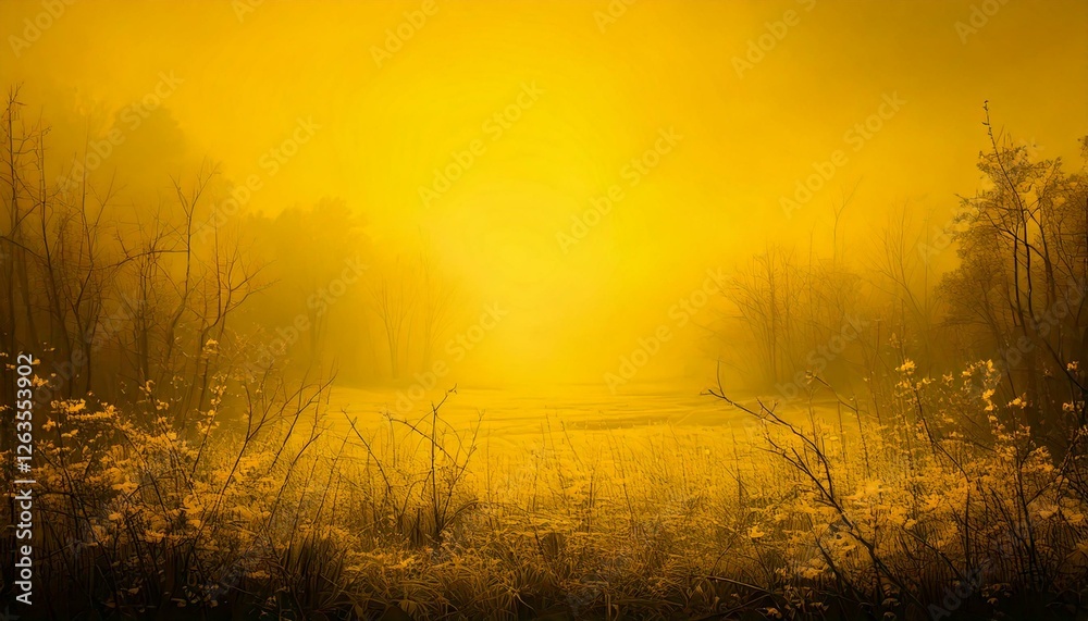 Fototapeta premium Generated image : paysage jaune sous la brume