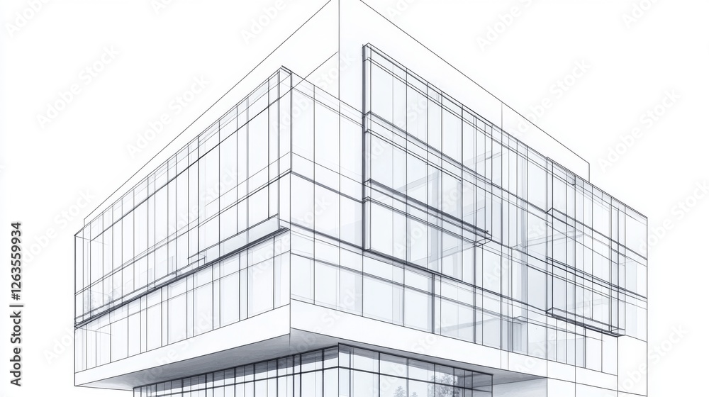 Architectural Blueprint of Modern Office Building Architectural Blueprint of Modern Office Building