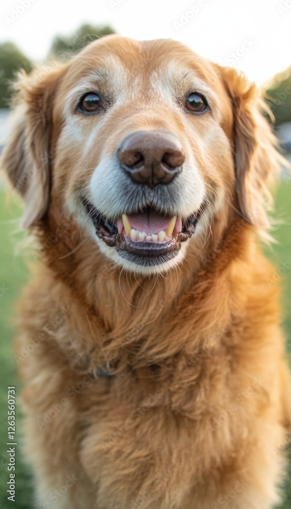 Portrait of a Happy Golden Retriever Dog, Perfect for Animal and Pet Care Visual Content Portrait of a Happy Golden Retriever Dog, Perfect for Animal and Pet Care Visual Content