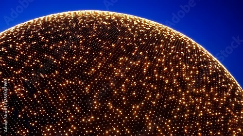 Golden Sphere Against Blue Background