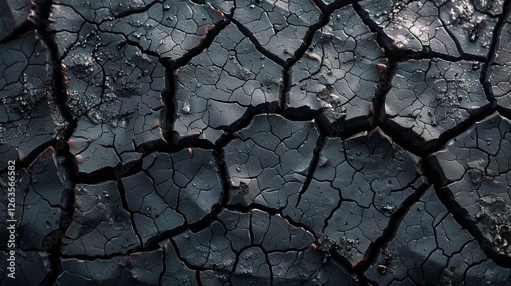 Dark cracked earth texture with intricate patterns and subtle highlights creating a dramatic and intense visual effect Dark cracked earth texture with intricate patterns and subtle highlights creating a dramatic and intense visual effect