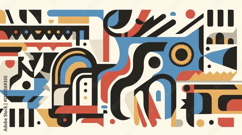 Obraz premium Abstract colorful geometric shapes composition. Possible use Background design element
