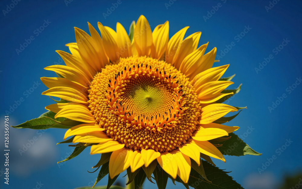 Sunflower blooming against a blue sky Sunflower blooming against a blue sky