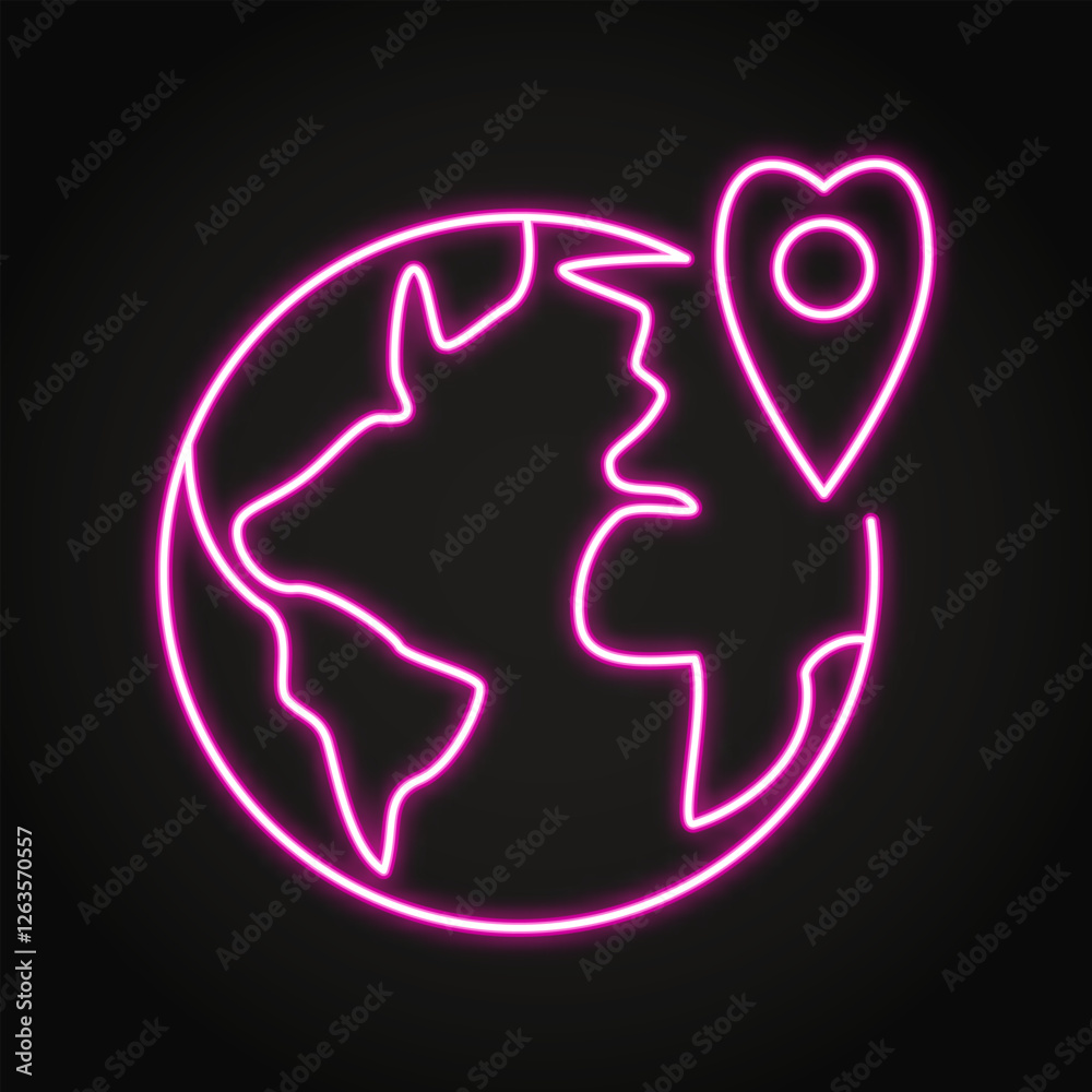 Geographical identity neon line icon Geographical identity neon line icon
