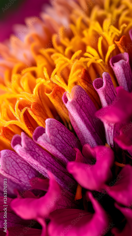 Obraz premium Photo of a purple zinnia flower with a yellow center