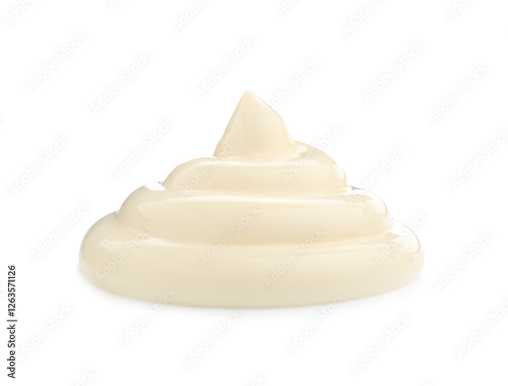 Sample of delicious mayonnaise isolated on white Sample of delicious mayonnaise isolated on white