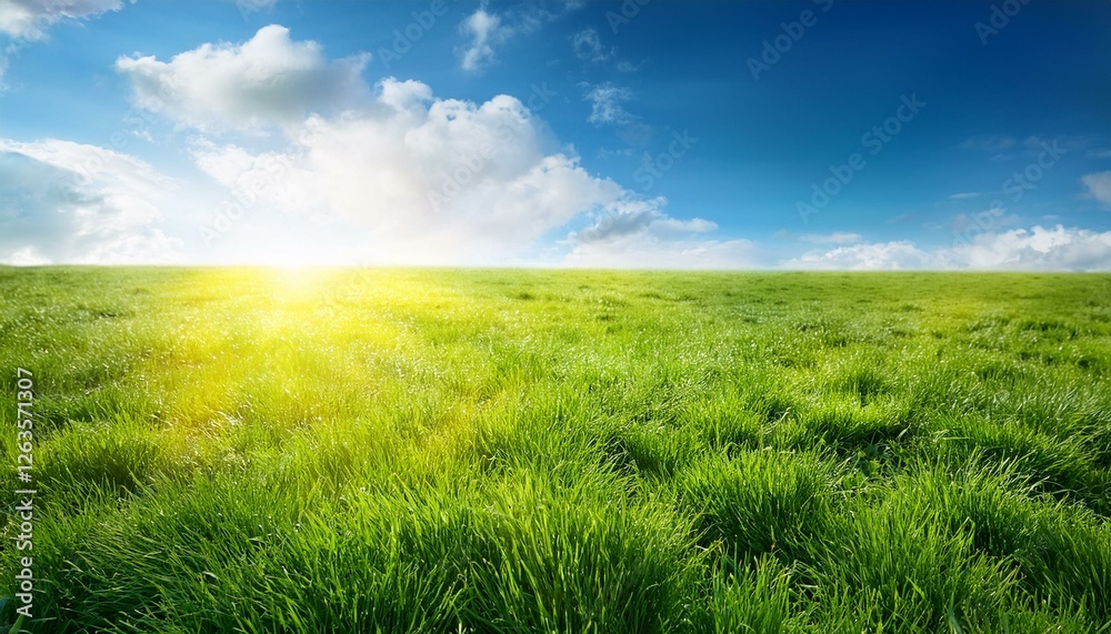 field of spring grass and sunny day field of spring grass and sunny day