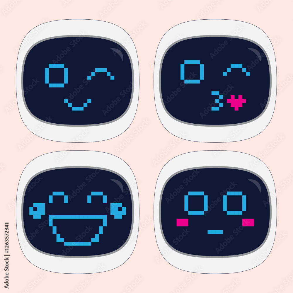 custom made wallpaper toronto digitalSet of Robot Face Emojis with Various Expressions for Digital Communication