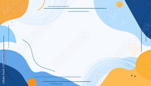 Blue background with simple lines and curves, simple flat style, presentation of light blue gradient background with simple waves, simple line art, corporate background Generative AI