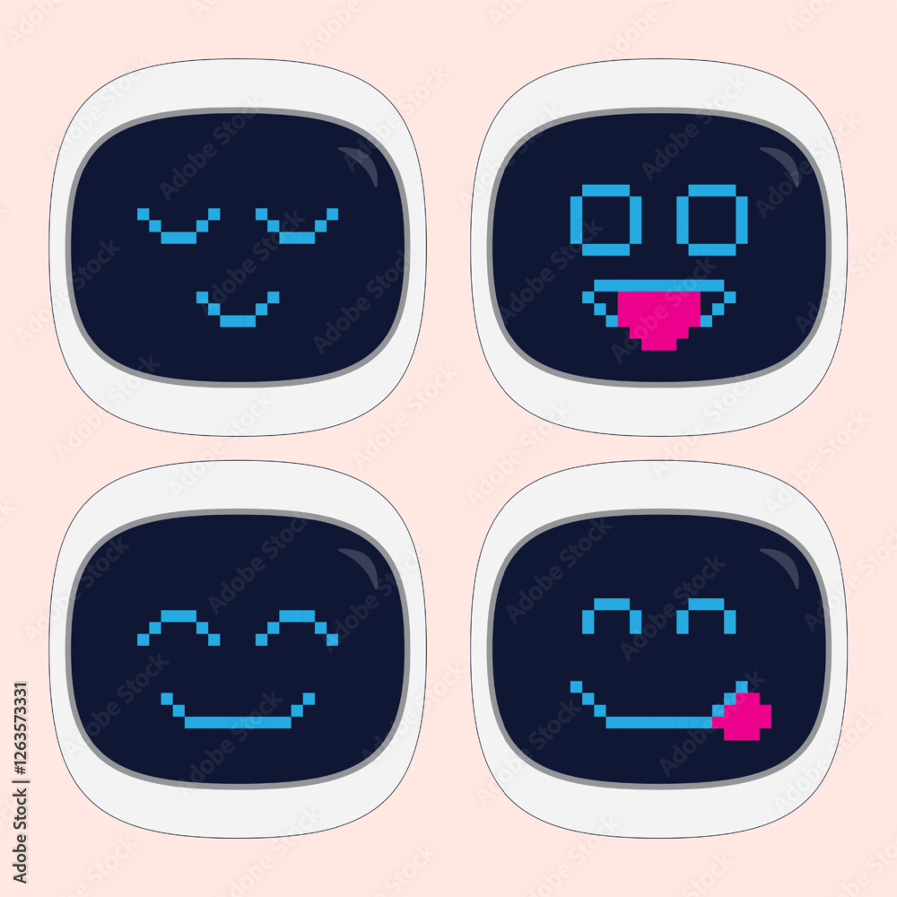 custom made wallpaper toronto digitalSet of Robot Face Emojis with Various Expressions for Digital Communication