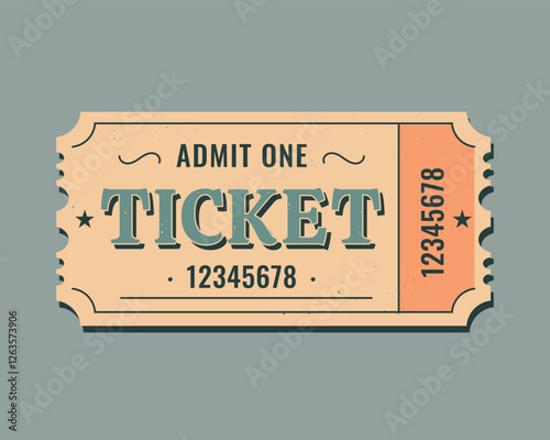 Retro ticket design template. Vintage ticket. Admit one. Vector illustration 