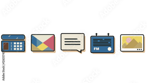 Application UI Icons retro and modern colored icon set vector