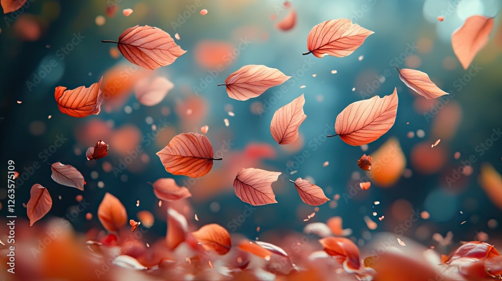 Autumn leaves falling in forest Autumn leaves falling in forest