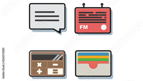 Application UI Icons retro and modern colored icon set vector
