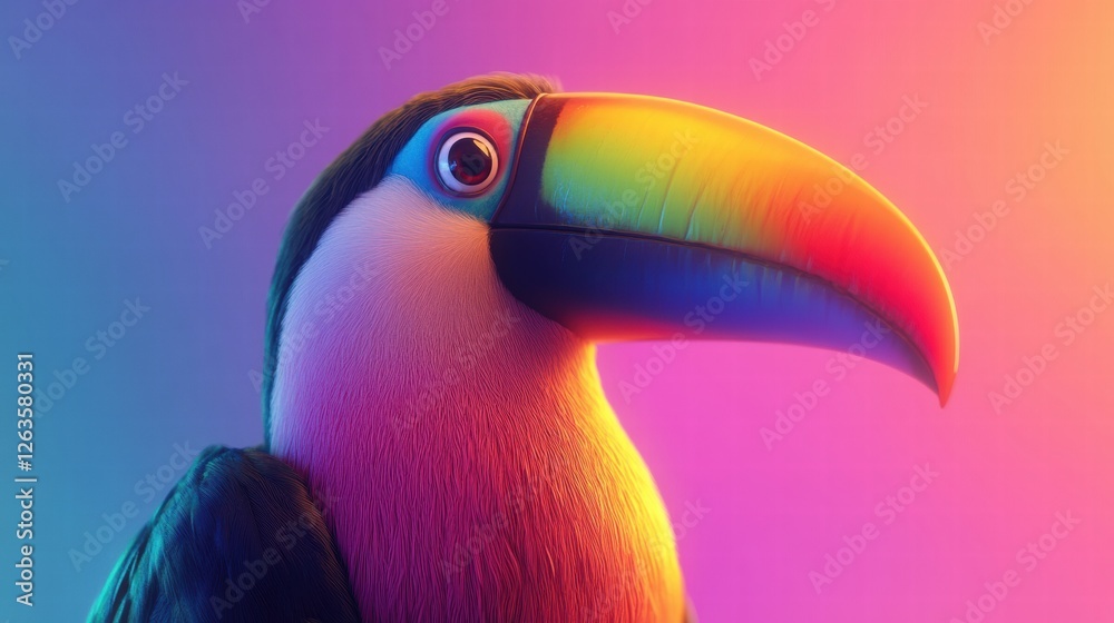 Fototapeta premium Toucan with a Rainbow-Colored Beak (JPEG)