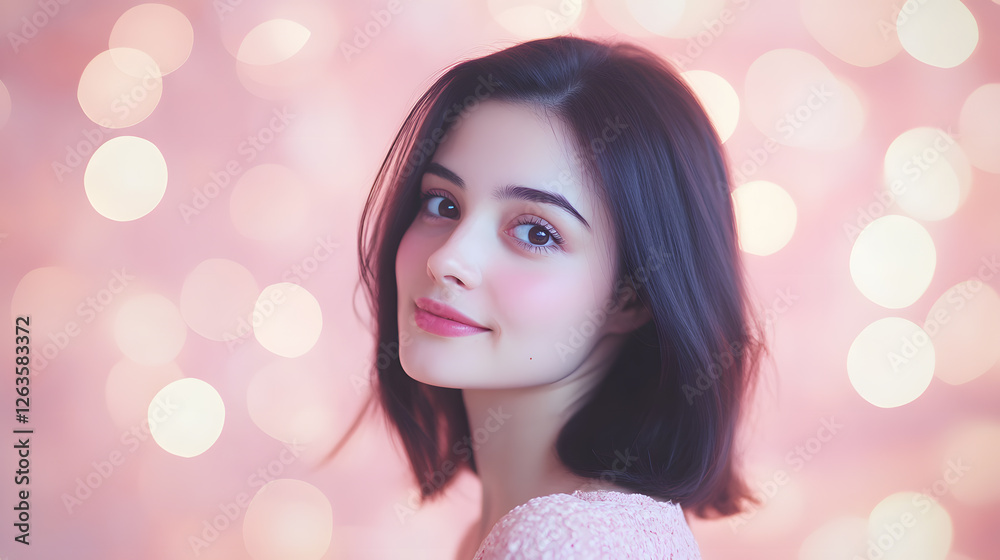 Portrait of young woman with soft bokeh background Portrait of young woman with soft bokeh background