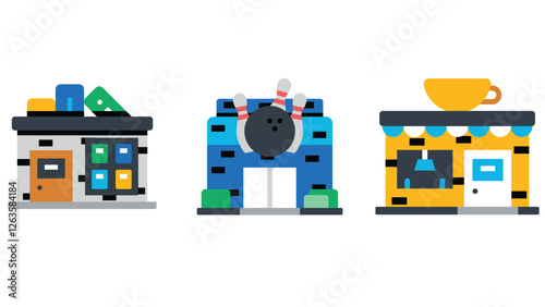 City municipality services and facility management vector icon set