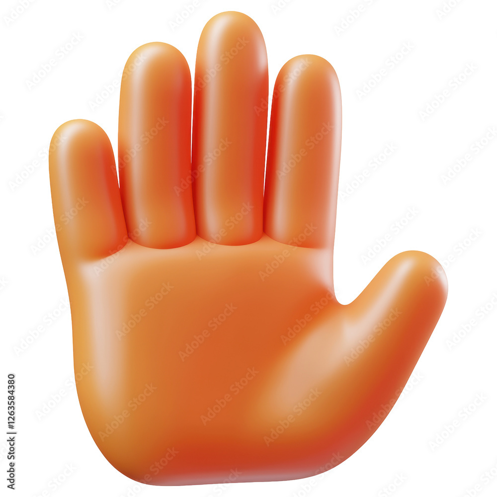 3D Rendering of an Orange Hand with Palm Facing Forward on Transparent Background 3D Rendering of an Orange Hand with Palm Facing Forward on Transparent Background