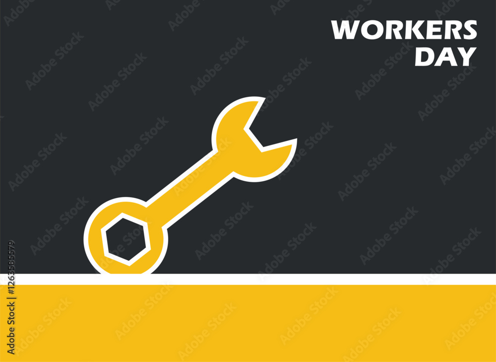 Workers day poster with wrench background Workers day poster with wrench background